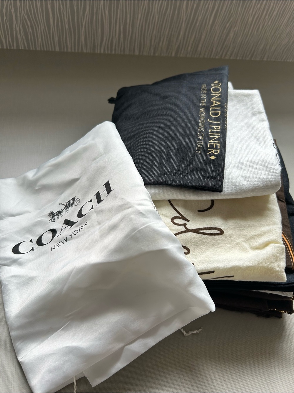BUNDLE Designer brand Coach, Tods, Cole Haan etc Drawstring Logo Dust Bags!